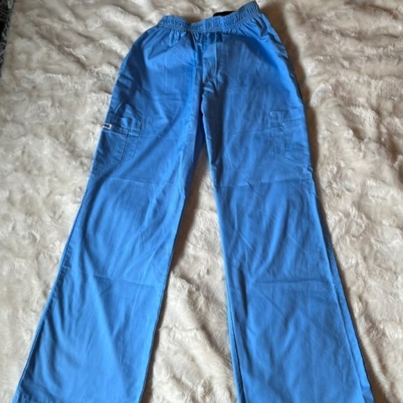 2/$40 Mobb Scrub Pants 5-Pocket Light Blue Elastic Waist Size Small - Picture 1 of 12
